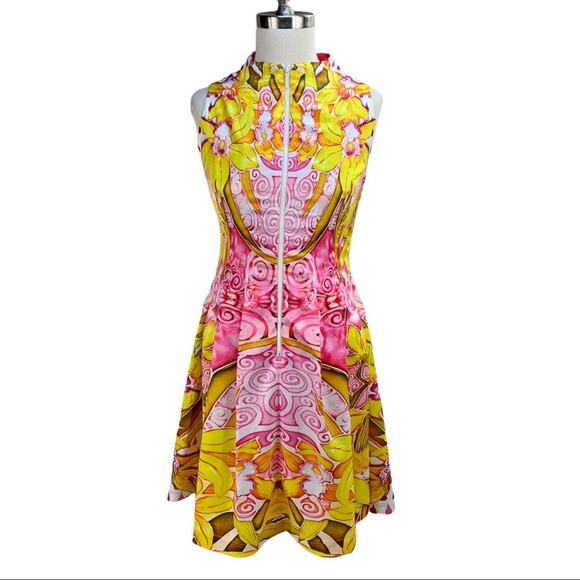 Mackenzie Mode | US 2 | Floral Sleeveless Mini Zip-Up Fit and Flare Dress - Picture 4 of 12